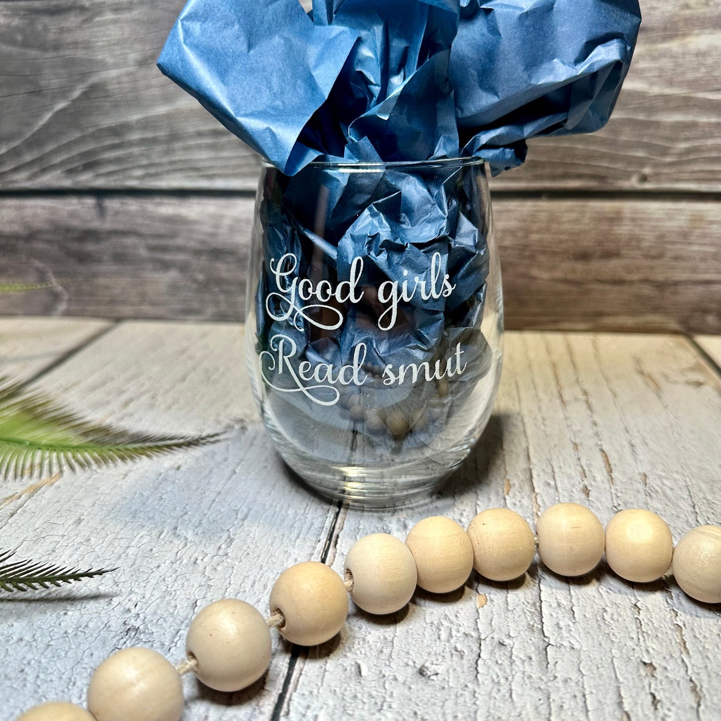Engraved “Good Girls Read Smut” Stemless Wine Glass | Fun & Sassy Book Lover Gift | Custom Naughty Drinkware