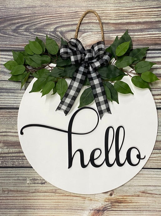 Welcome Guests in Style β Custom Hello Door Sign!
