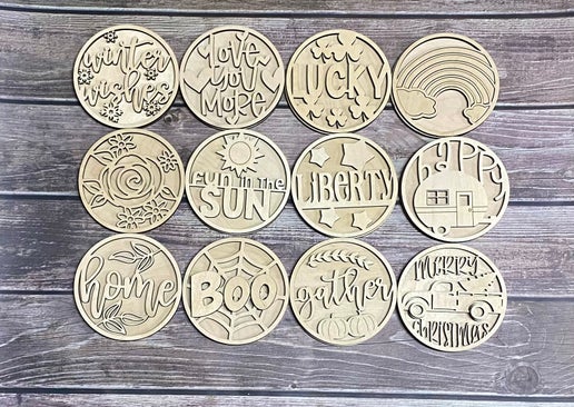 Unfinished Raw Wood Interchangeable Seasonal Décor Set – DIY Home Decor