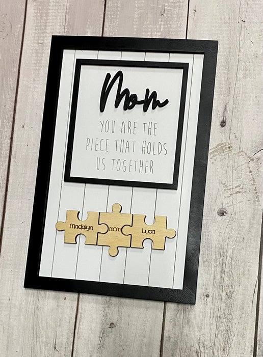 Customizable Puzzle Piece Mom Sign – A Gift from the Heart