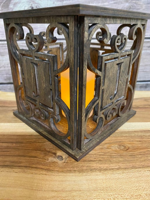 Personalized Wooden Lantern – Custom Initial Desig