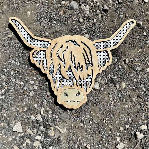 Rustic Wooden Highland Cow Wall Art