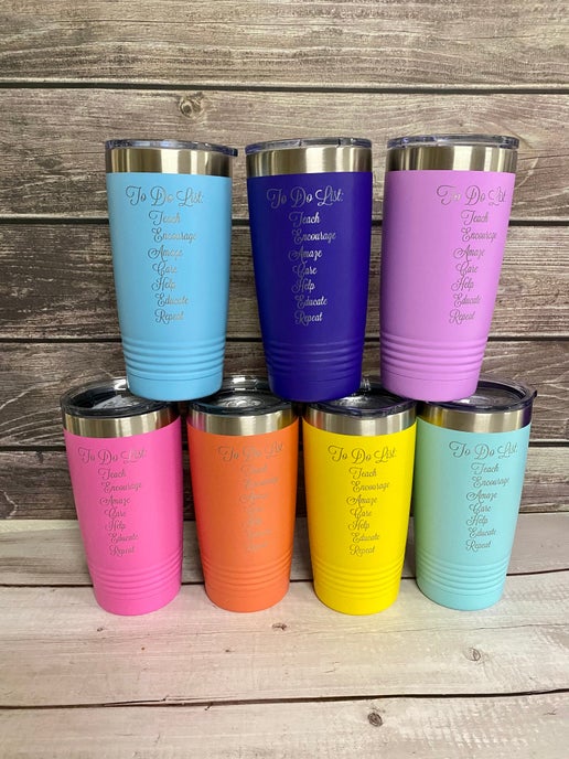 Personalized Teacher Tumblers – 20 oz Insulated Cups 🍎☕