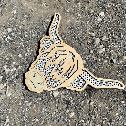 Rustic Wooden Highland Cow Wall Art