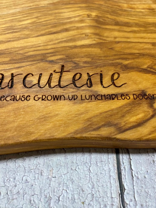 Engraved Olive Wood Charcuterie Board