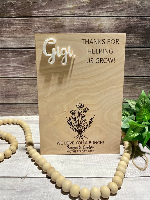 Thanks for Helping Us Grow - Personalized Wooden Sign