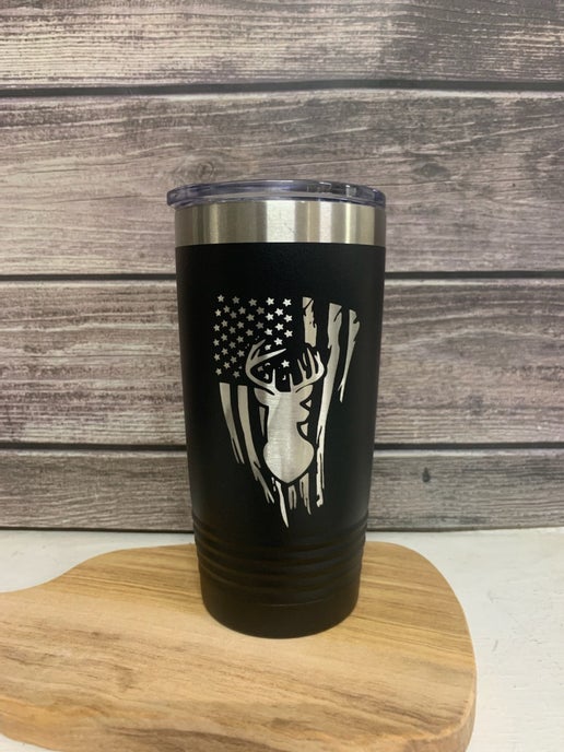 Deer and American Flag Tumbler 🦌🇺🇸