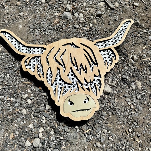 Rustic Wooden Highland Cow Wall Art