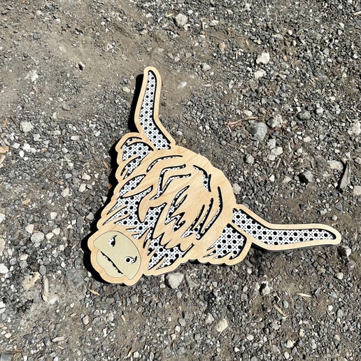 Rustic Wooden Highland Cow Wall Art