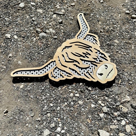 Rustic Wooden Highland Cow Wall Art