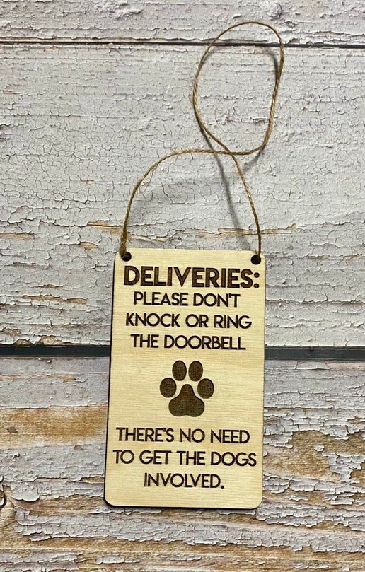 Custom Dog-Friendly Delivery Doorbell Sign - Keep the Peace with Adjustable Hanging Sign for Dogs ππ¦