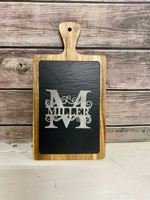 Personalized Slate & Acacia Wood Cutting Boards