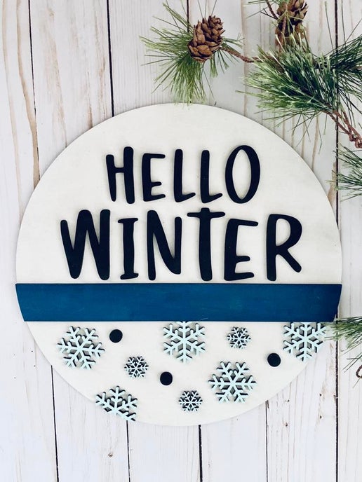 DIY Hello Winter Sign - Seasonal Round Decor Kit ❄️✨