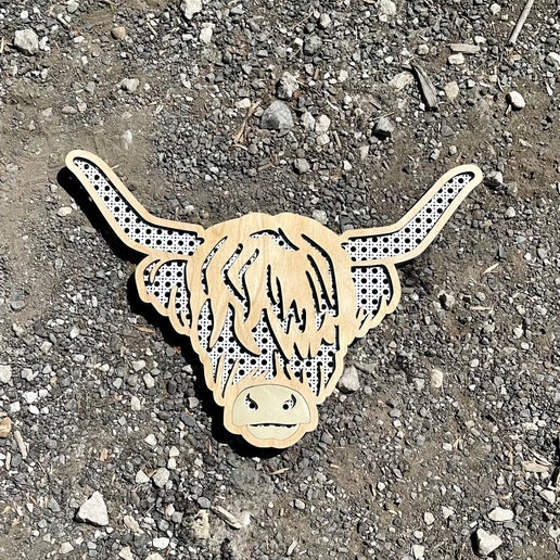 Rustic Wooden Highland Cow Wall Art