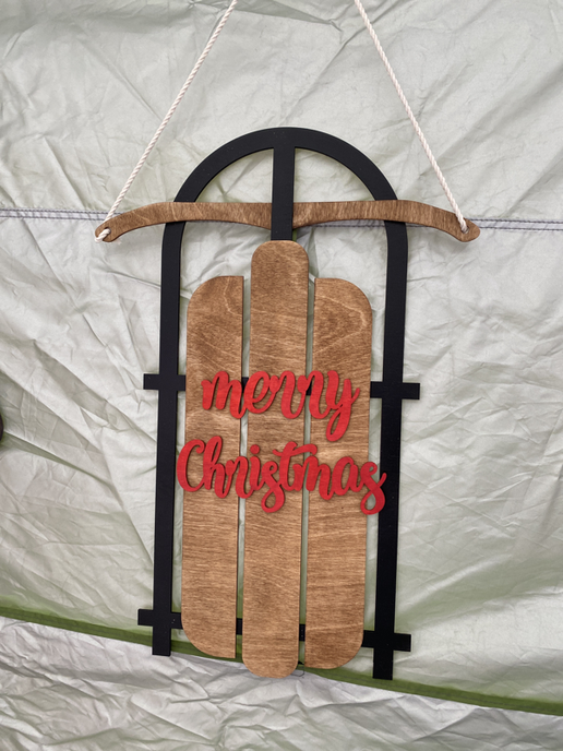 Merry Christmas Sled Door Hanger
