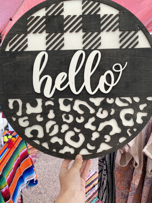 Bold & Stylish Hello Door Sign – 18 Inches
