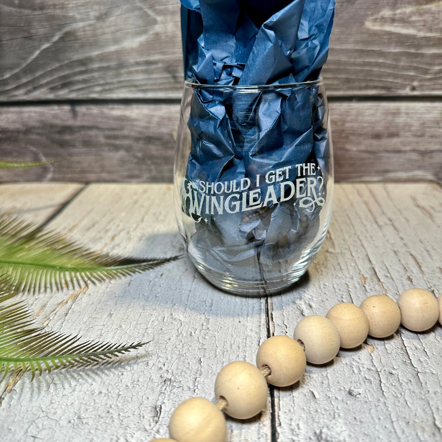 “Should I Get the Wingleader?” Engraved Wine Glass | Fantasy-Inspired Drinkware | Unique Gift for Book Lovers