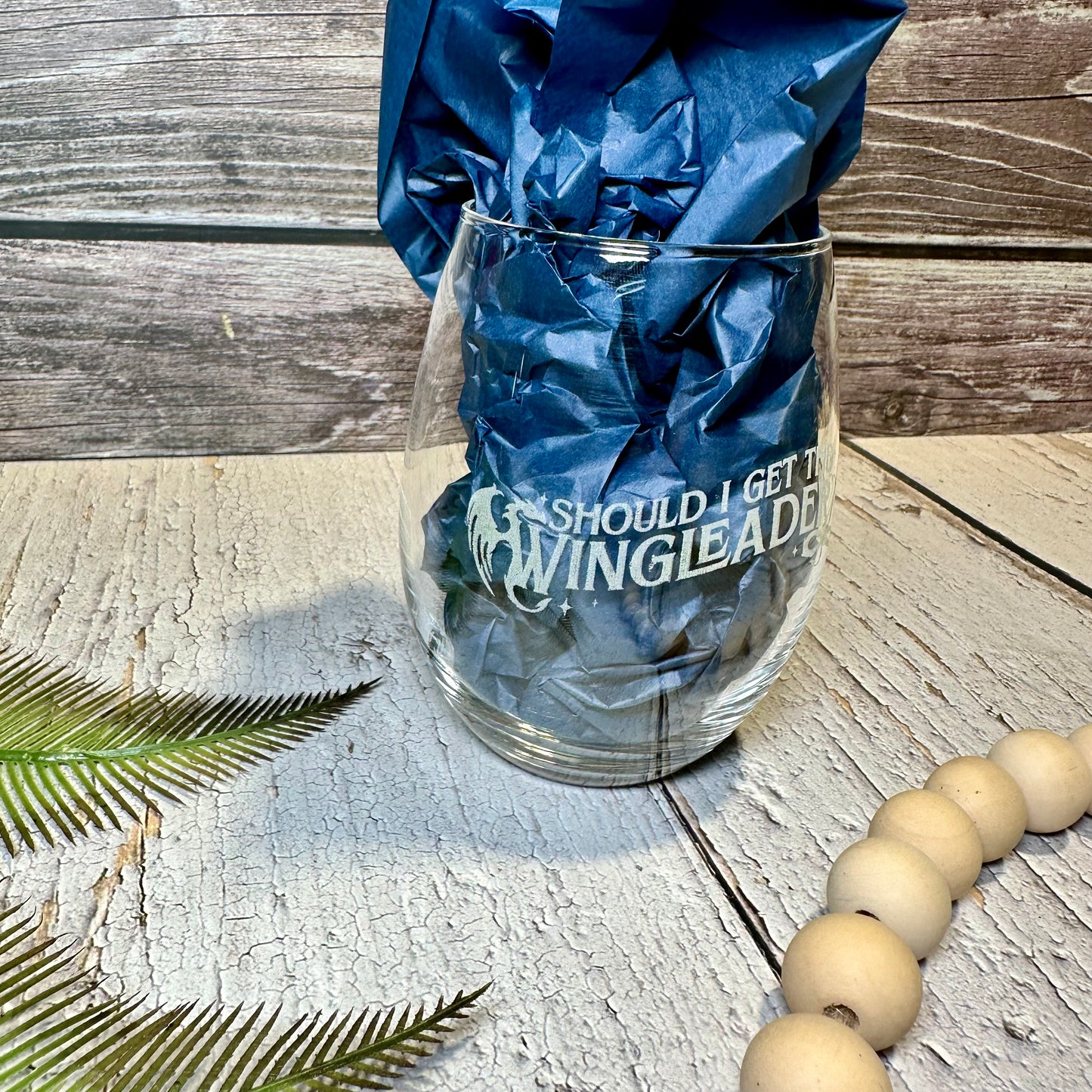 “Should I Get the Wingleader?” Engraved Wine Glass | Fantasy-Inspired Drinkware | Unique Gift for Book Lovers