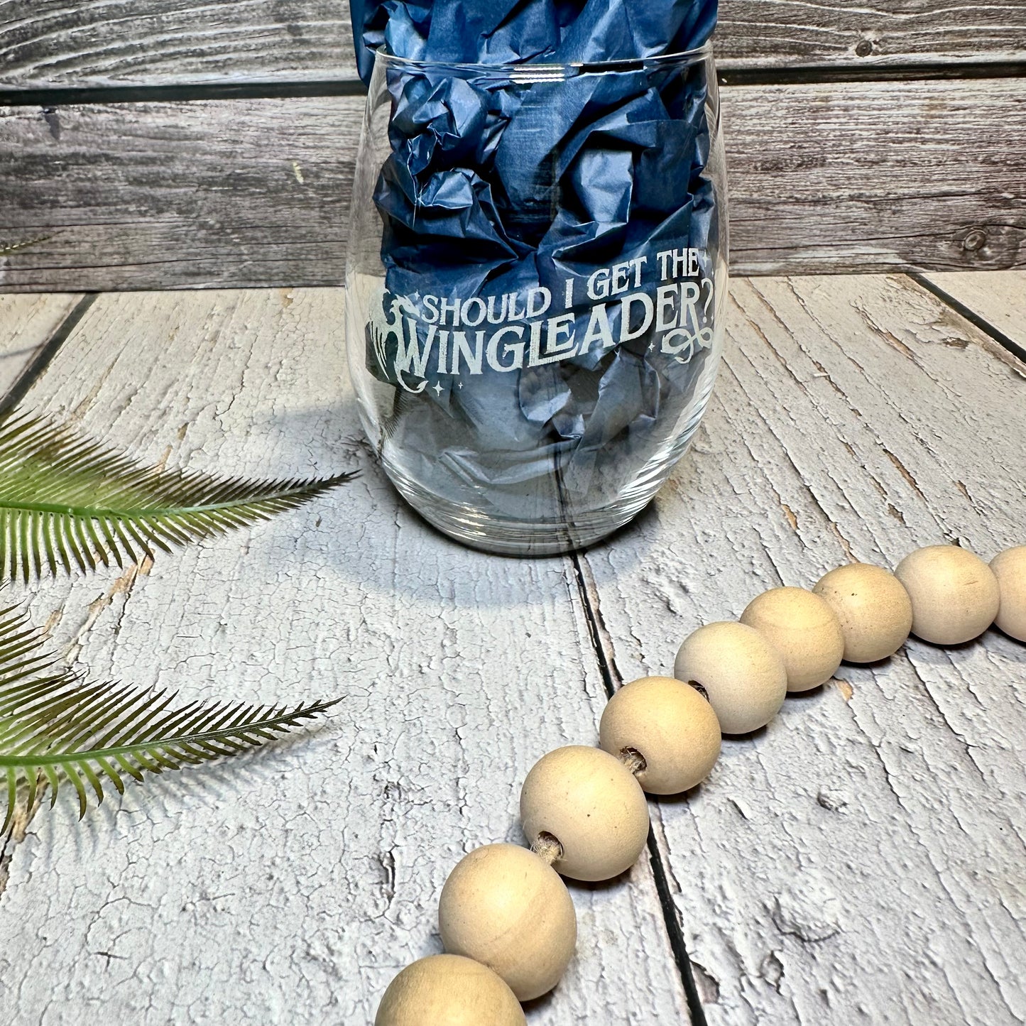 “Should I Get the Wingleader?” Engraved Wine Glass | Fantasy-Inspired Drinkware | Unique Gift for Book Lovers