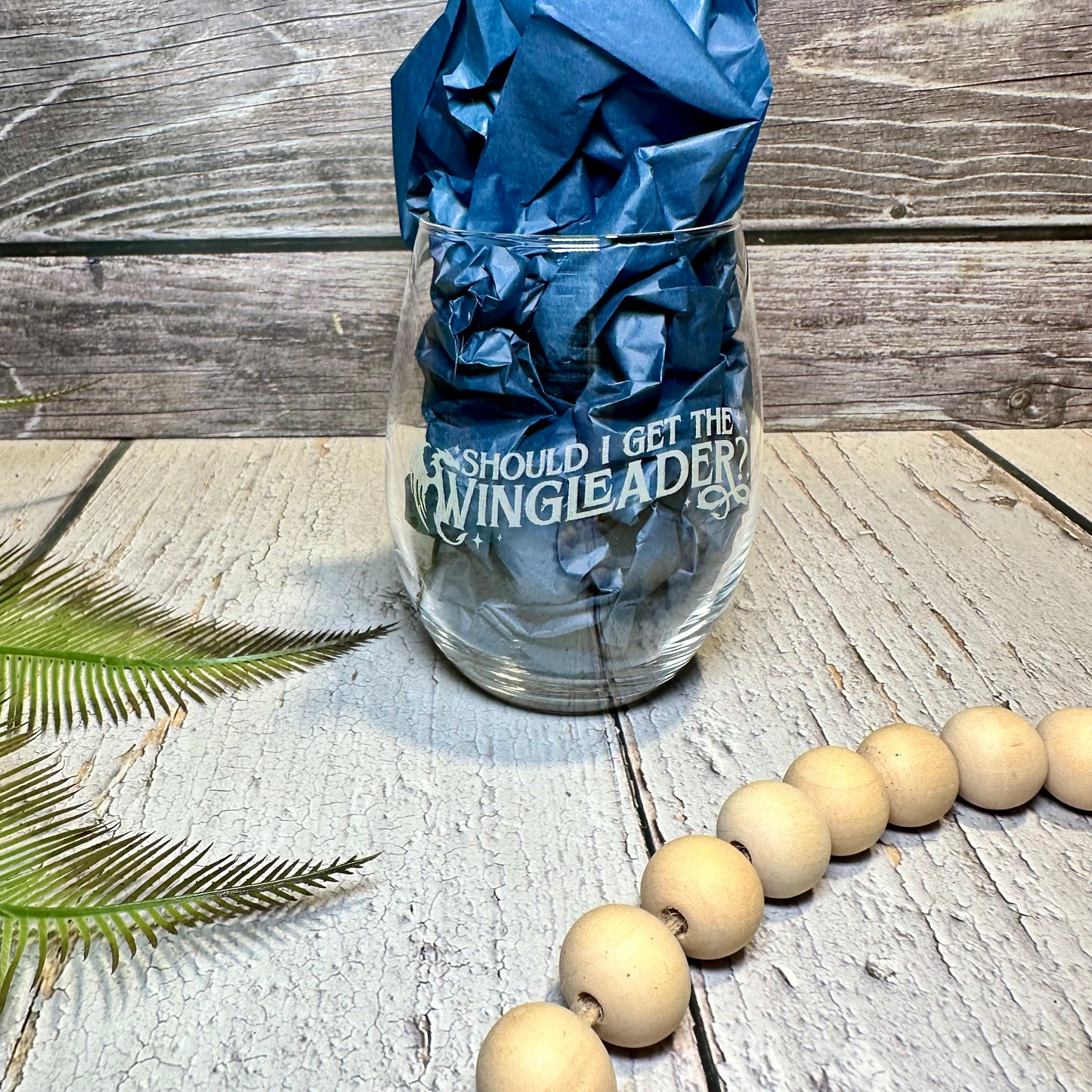 “Should I Get the Wingleader?” Engraved Wine Glass | Fantasy-Inspired Drinkware | Unique Gift for Book Lovers