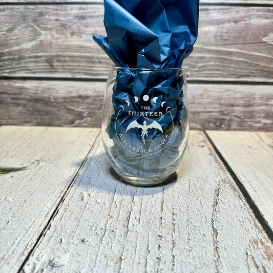 Throne of Glass Inspired “The Thirteen Blackbeak Coven” Engraved Wine Glass | Fantasy Book Lover Gift