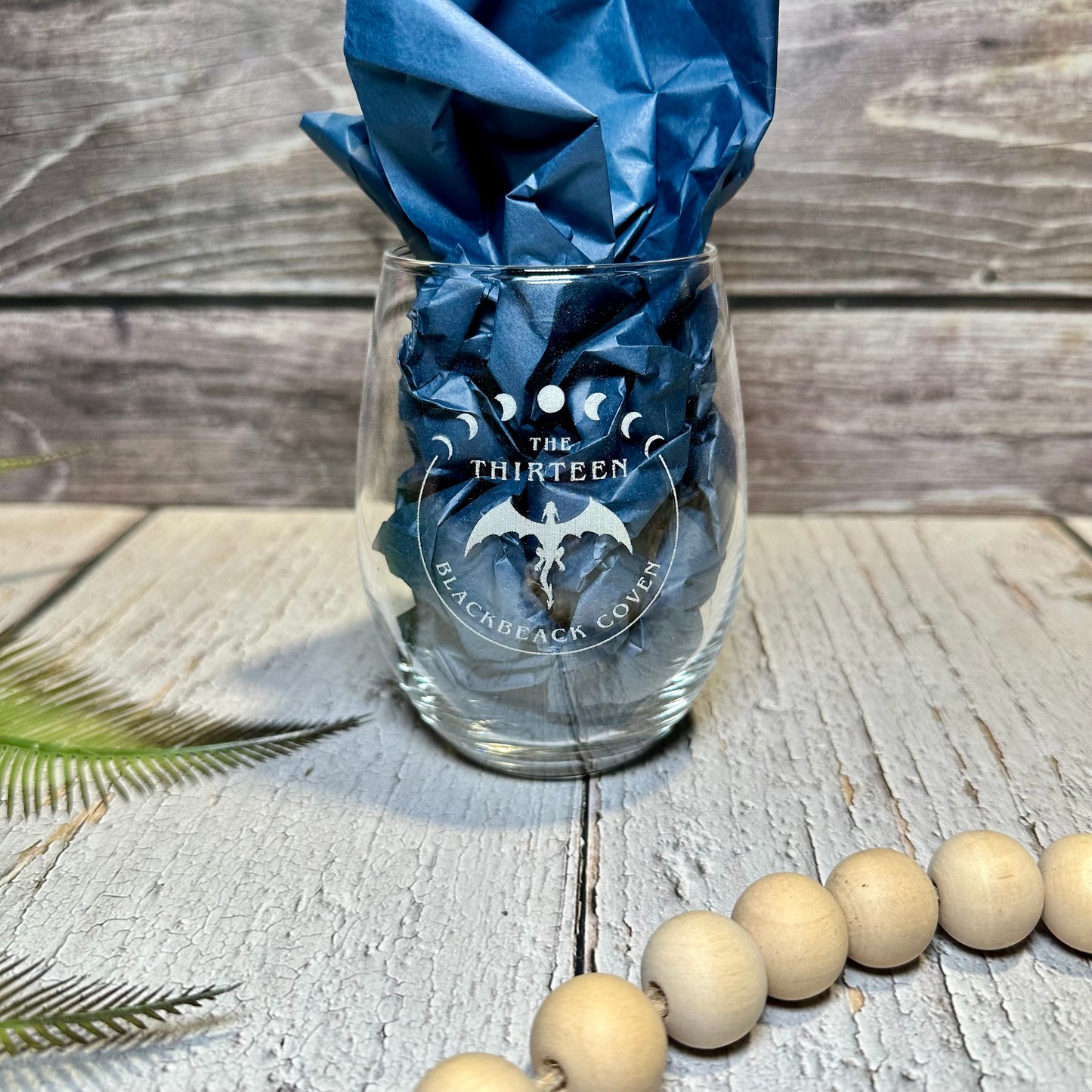 Throne of Glass Inspired “The Thirteen Blackbeak Coven” Engraved Wine Glass | Fantasy Book Lover Gift