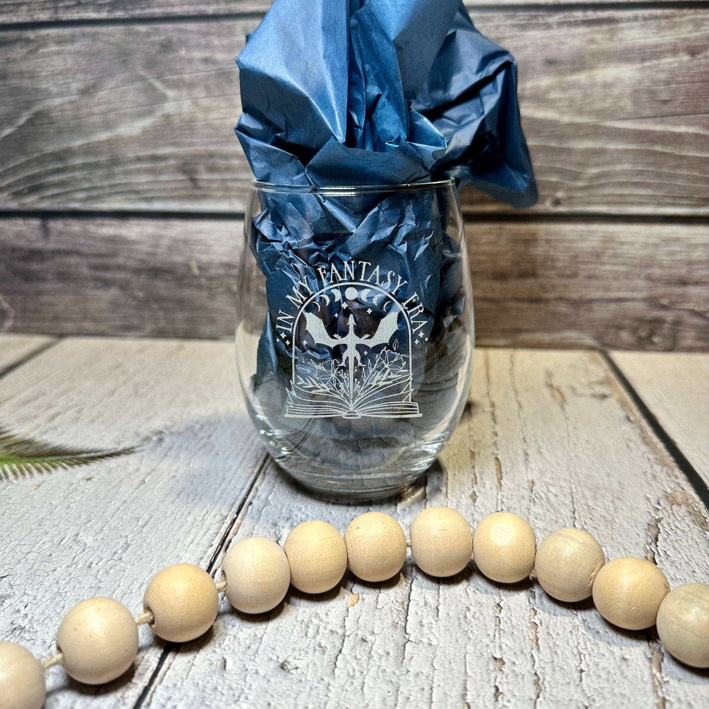 Engraved Fantasy Era Stemless Wine Glass | Book Lover Gift | Custom Fantasy-Inspired Glassware | Literary Themed Drinkware