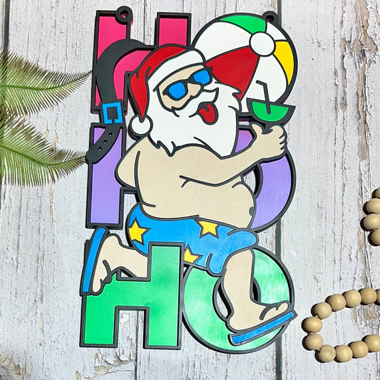 HOHOHO Summer Santa Door Hanger - 16 Inches Tall