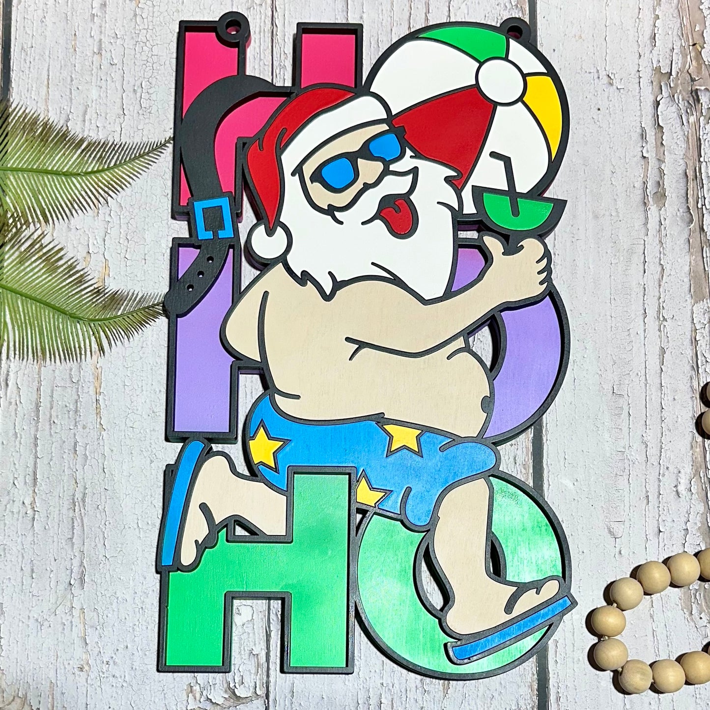 HOHOHO Summer Santa Door Hanger - 16 Inches Tall