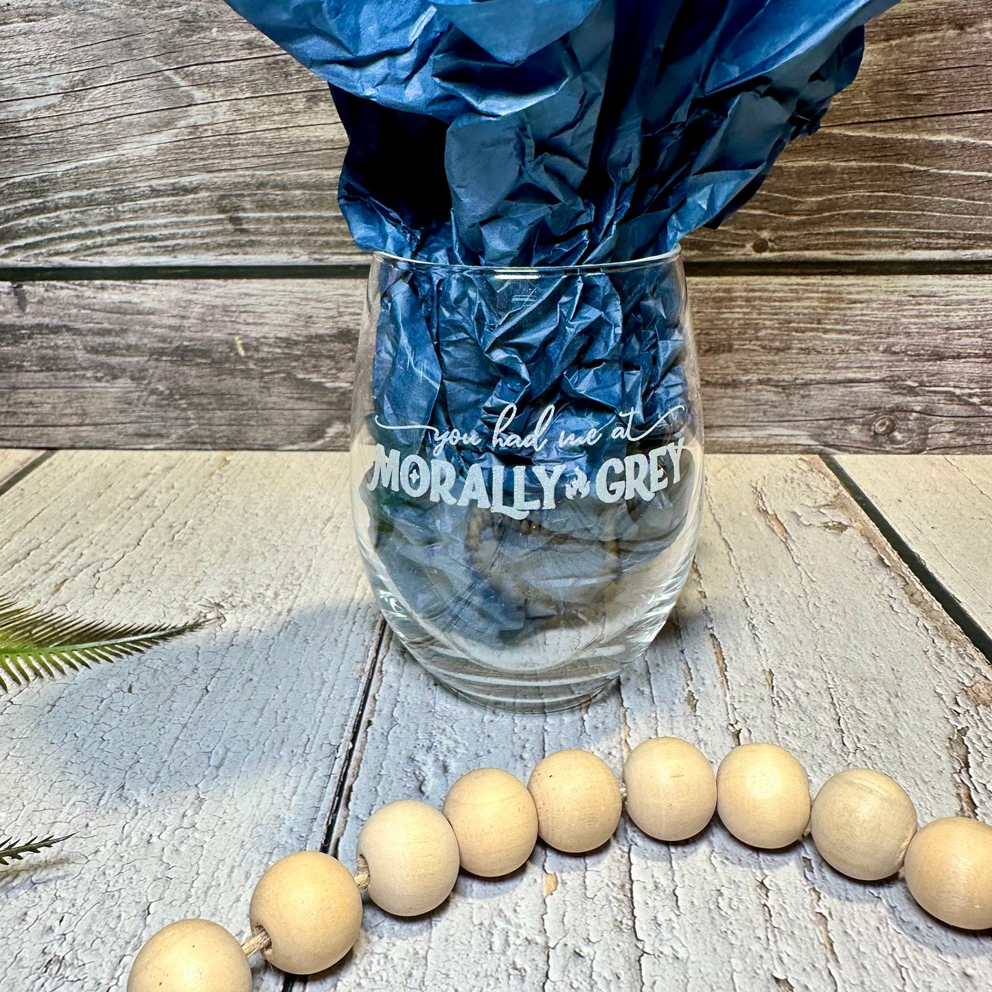 Engraved “You Had Me at Morally Grey” Stemless Wine Glass | Fantasy Book Lover Gift | Custom Dark Romance Drinkware