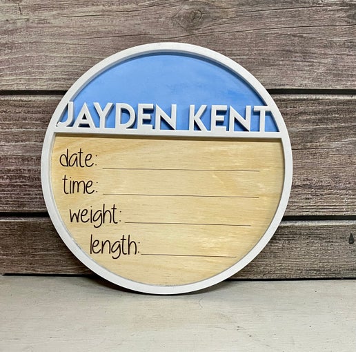 Personalized Baby Birth Announcement Round