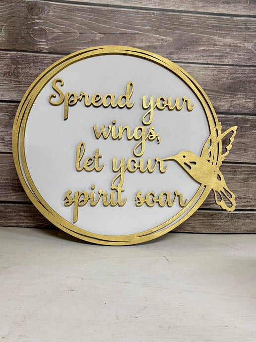 Spread Your Wings - Hummingbird Wall Sign – 18” Round
