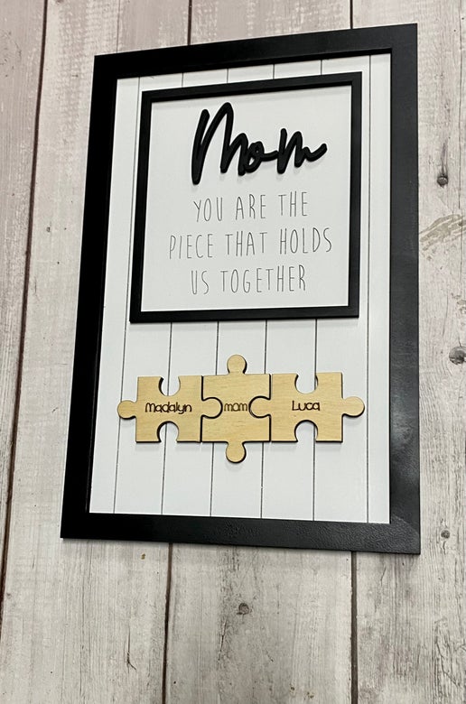 Customizable Puzzle Piece Mom Sign – A Gift from the Heart
