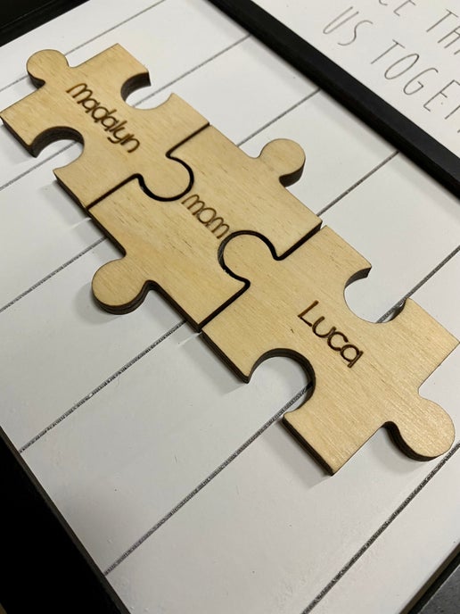 Customizable Puzzle Piece Mom Sign – A Gift from the Heart