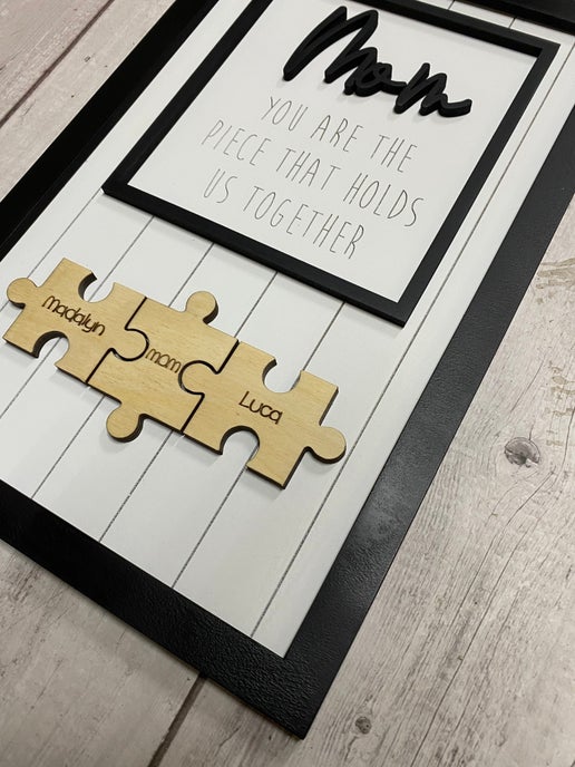 Customizable Puzzle Piece Mom Sign – A Gift from the Heart