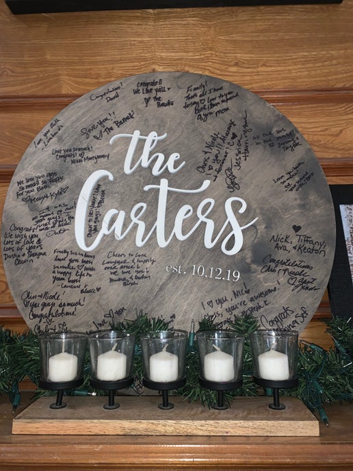 Personalized Round Wedding Guest Book Sign – Customizable Decor Piece