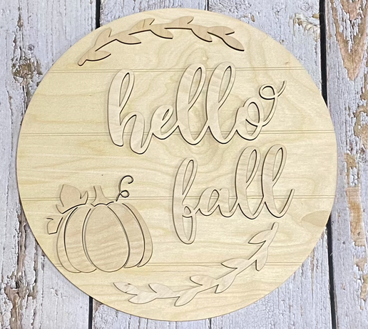 Hello Fall DIY Wooden Wreath Kit – 18” Round