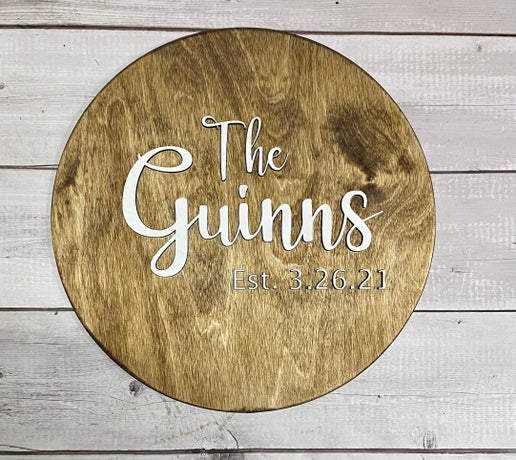Personalized Round Wedding Guest Book Sign – Customizable Decor Piece