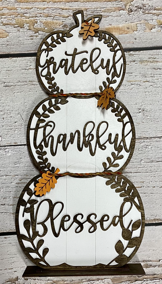 Grateful, Thankful, Blessed Tiered Pumpkins