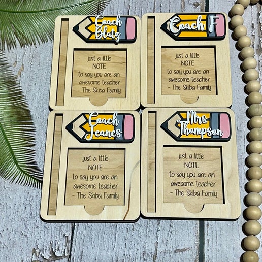 Personalized Wooden Post-It Note Holder – The Perfect Thoughtful Gift! ✏️💛