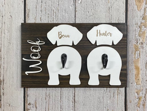 Personalized Double Dog Leash Holder – Customizable for Your Pups!