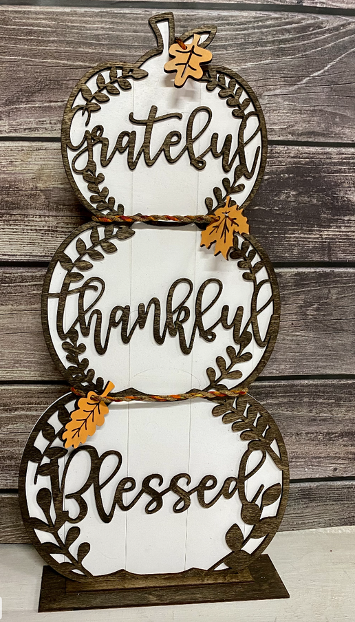 Grateful, Thankful, Blessed Tiered Pumpkins