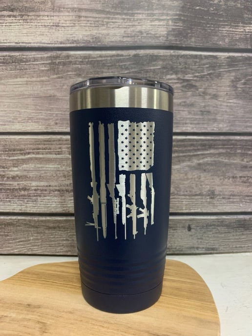 Patriotic Rifle Flag Tumbler – Laser Engraved 🇺🇸