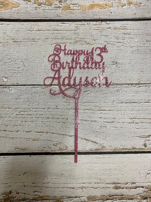 Personalized Birthday Cake Topper – Acrylic & Glitter ✨🎂