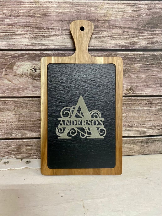 Personalized Slate & Acacia Wood Cutting Boards