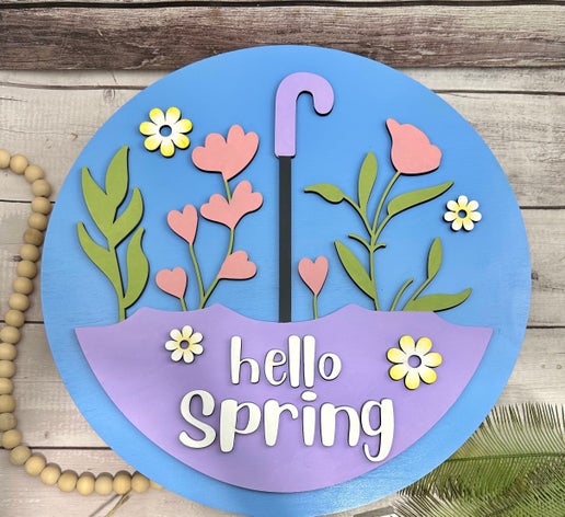 Hello Spring Umbrella Door Hanger – A Burst of Springtime Cheer!