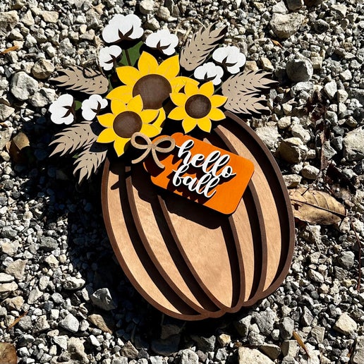 Hello Fall Pumpkin Door sign