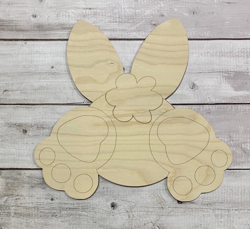 Unfinished Wooden Bunny Butt DIY Craft – 13x12 Inches