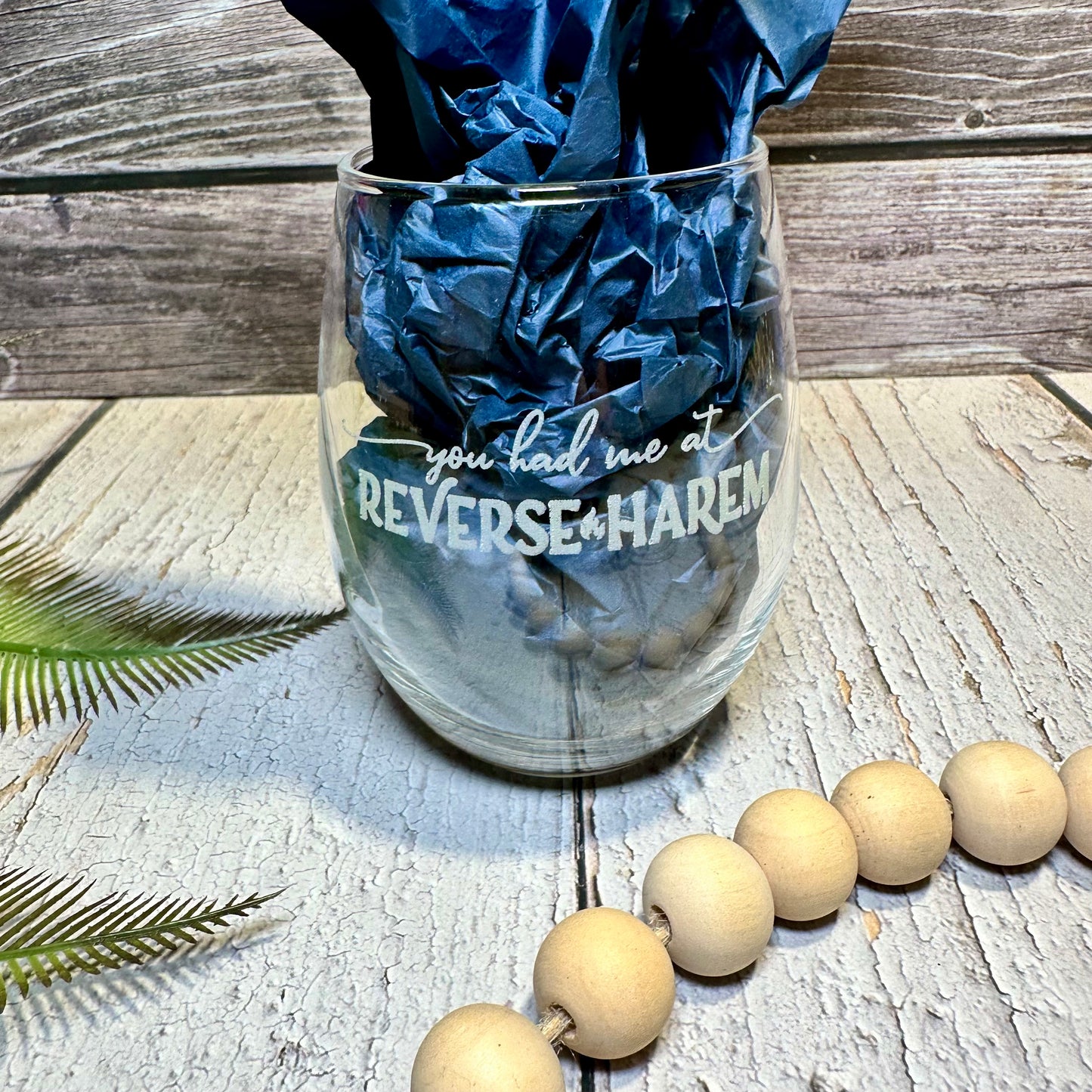 Engraved “You Had Me at Reverse Harem” Stemless Wine Glass | Romance Book Lover Gift | Custom Reverse Harem Drinkware