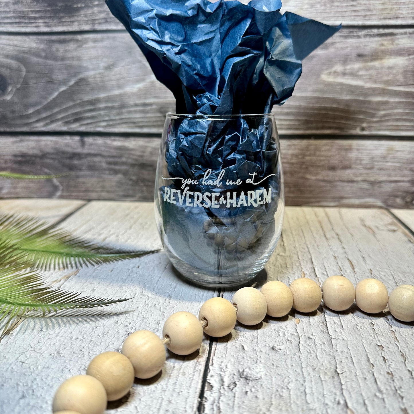 Engraved “You Had Me at Reverse Harem” Stemless Wine Glass | Romance Book Lover Gift | Custom Reverse Harem Drinkware